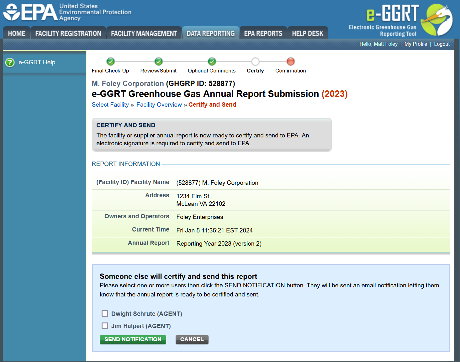 CERTIFY AND SEND page image